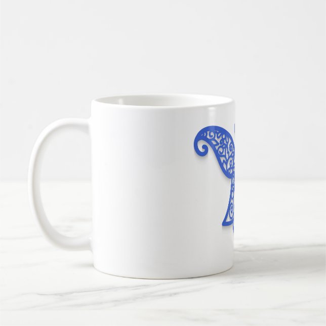 Taza De Café Blue Filigree Angel Silhouette Ornate Lace (Izquierda)