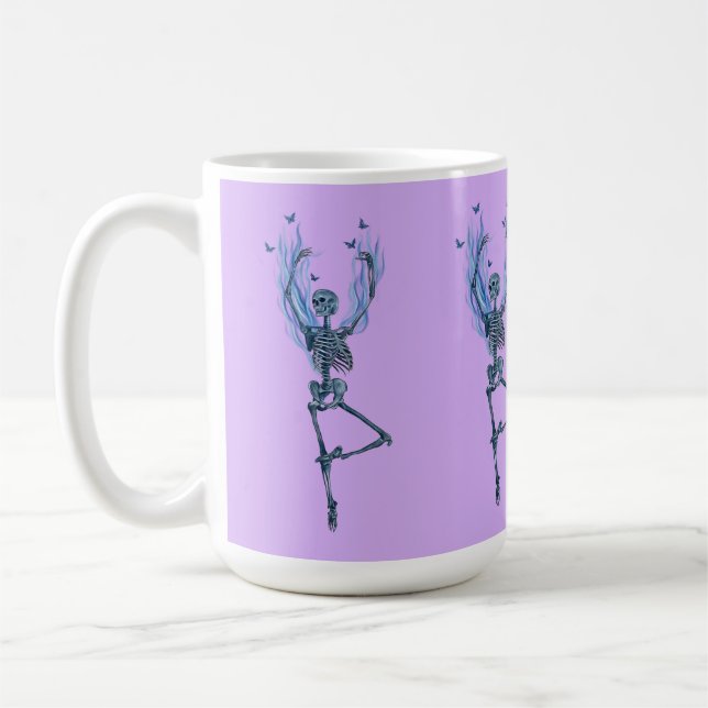 Taza De Café Blue Flames Ballerina Dancing Skeleton Art Purple (Izquierda)