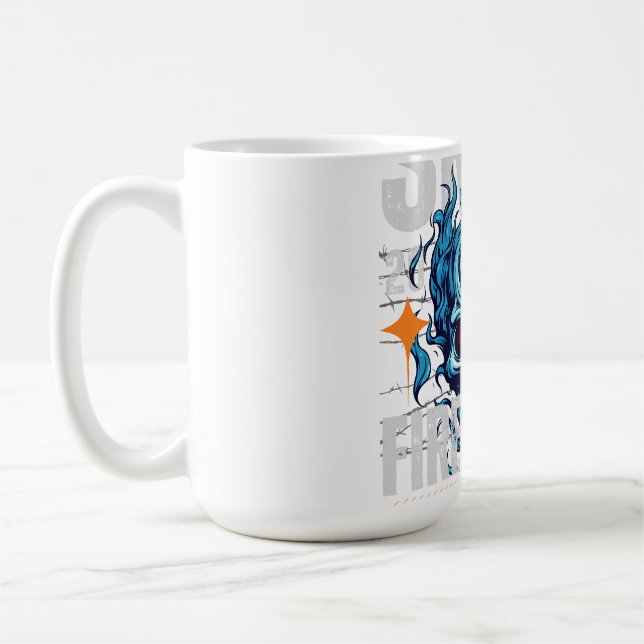 Taza De Café Blue Flaming Skull Streetwear Design | Cyberpunk G (Izquierda)