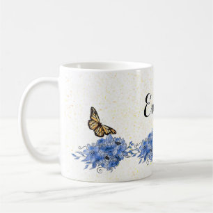 Taza De Café Blue Floral bouquet in the blooming garden