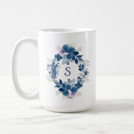Taza De Café Blue Floral Butterfly Mug