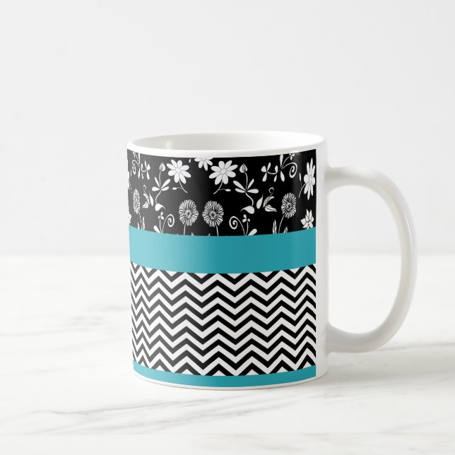 Taza De Café blue floral chevron (Derecha)