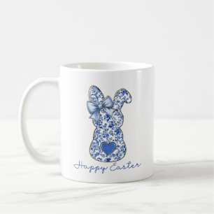 Taza De Café Blue Floral Easter Bunny Coquette