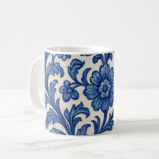 Taza De Café Blue Floral Mug.