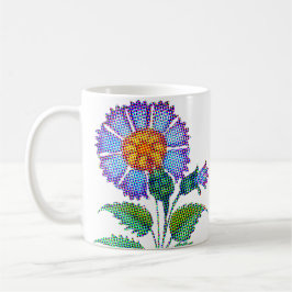 Taza De Café Blue Flower Halftone Fine Art