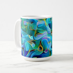 Taza De Café Blue Flower Petals Art Mug Coffee Cup