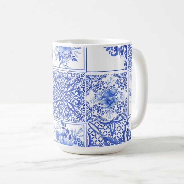 Taza De Café Blue flowers,blue china,porcelain,birds  (Anverso derecho)