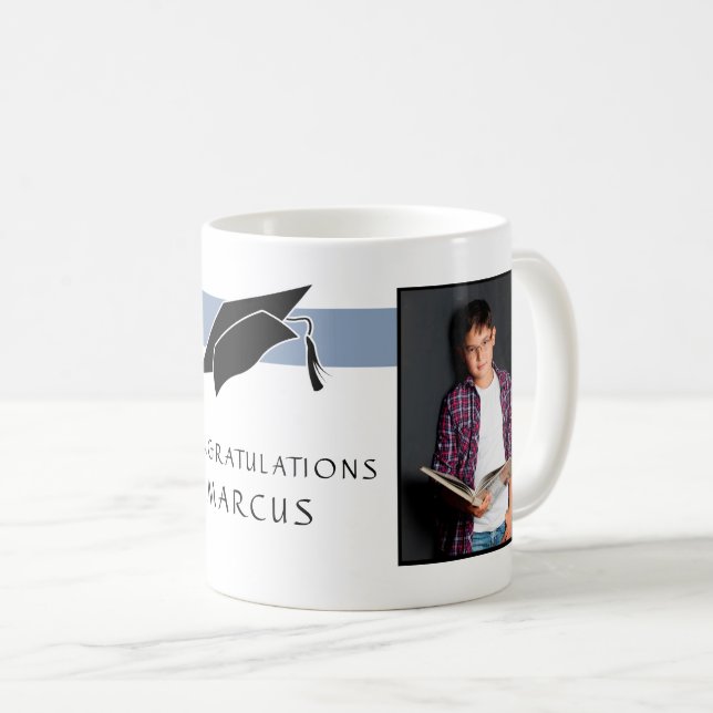Taza De Café Blue Graduate Felicitaciones Foto Graduación (Anverso derecho)