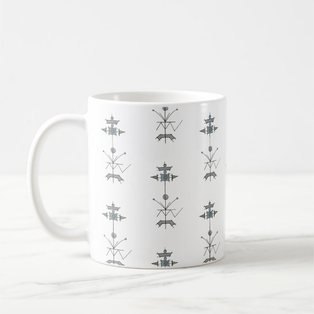 Taza De Café Blue Gray Green Geometric (Izquierda)