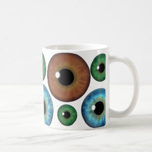 Taza De Café Blue Green Brown Eyeballs Guay Personalizado Mug