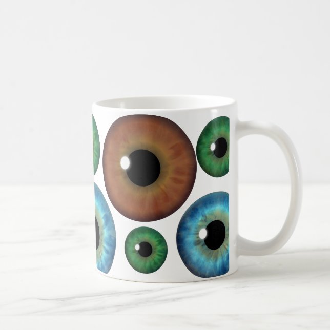 Taza De Café Blue Green Brown Eyeballs Guay Personalizado Mug (Derecha)