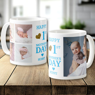 Taza De Café Blue Happy First Mother's Day Mummy 5 Photo  