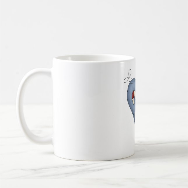 Taza De Café Blue Heart with Candy Canes Country Christmas (Izquierda)