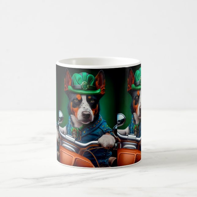 Taza De Café Blue Heeler Dog Driving Bike St. (Centro)