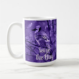 Taza De Café Blue Jay Bird Purple Abstract Art Personalized