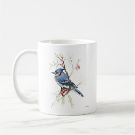 Taza De Café Blue Jay Bird Watercolor Art Coffee Mug