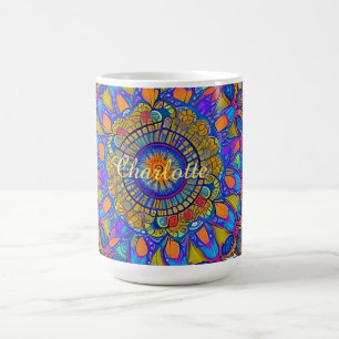 Taza De Café Blue Jewel Mandala Coffee Mug