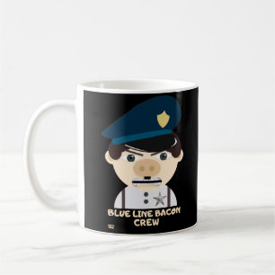 Taza De Café "BLUE LINE BACON CREW" policía divertida