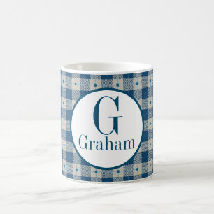Taza De Café Blue Lodge Plaid Monograma personalizado