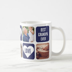 Taza De Café Blue Love Heart Photo Best Grandpa Ever Mug