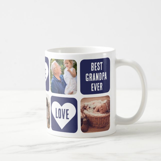 Taza De Café Blue Love Heart Photo Best Grandpa Ever Mug (Derecha)