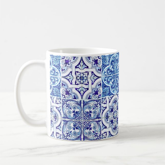 Taza De Café Blue Maiolica Tile Mug | Inspiración cerámica ital (Izquierda)