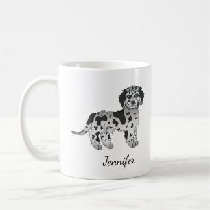 Taza De Café Blue Merle Mini Goldendoodle Cartog Dog & Name