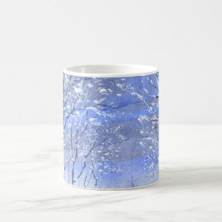 Taza De Café Blue Minimal Winter Forest Watercolor Illustration
