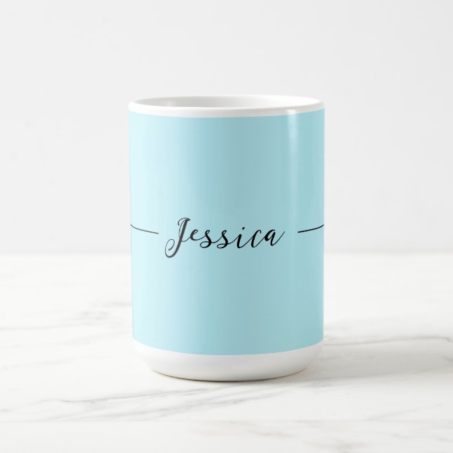 Taza De Café Blue Modern Elegant Plain Simple Professional Name (Centro)