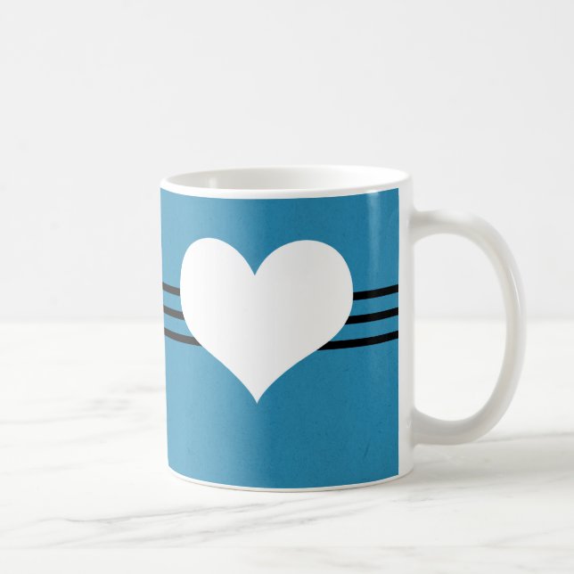 Taza De Café Blue Modern Heart Mug (Derecha)