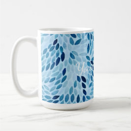 Taza De Café Blue Mosaic Petals Pattern Ceramic Mug