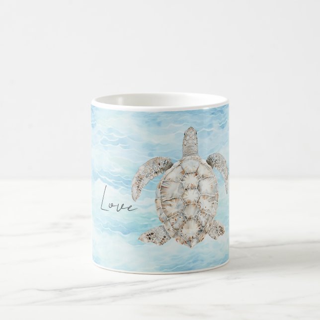 Taza De Café Blue Ocean Sea Turtle (Centro)