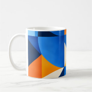 Taza De Café Blue Orange Geometric Abstract