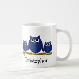 Taza De Café Blue Owls Design Personalised