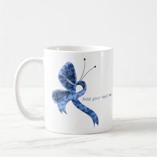 Taza De Café Blue Paisley Awareness Ribbon Butterfly Coffee Mug