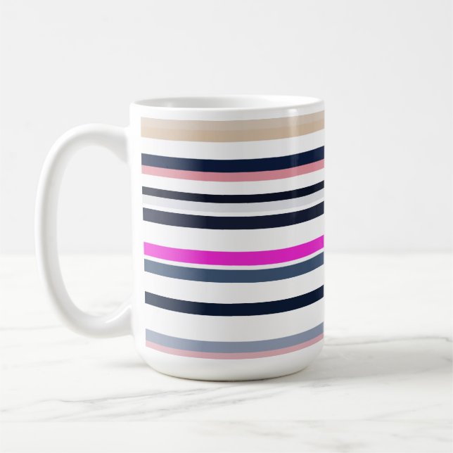 Taza De Café Blue Pink and Sand Stripes (Izquierda)