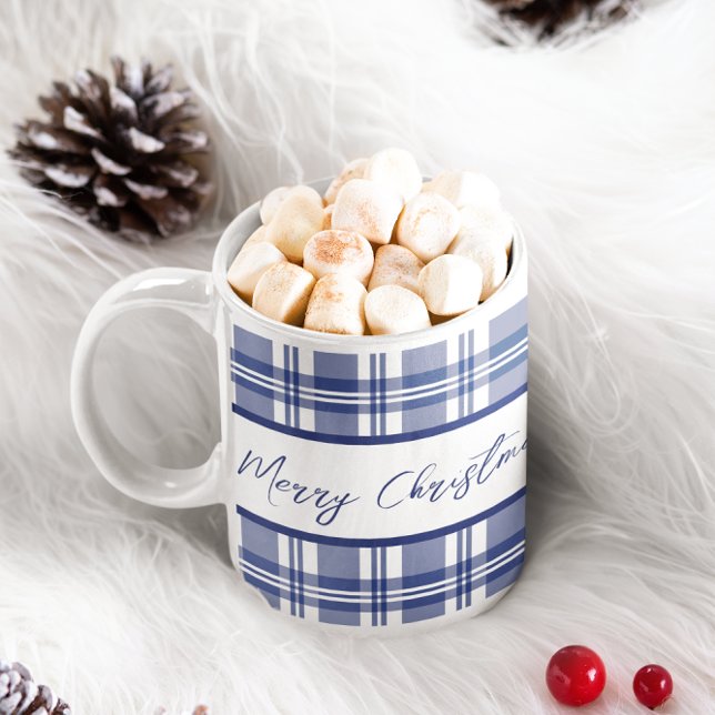Taza De Café Blue Plaid Feliz Navidad (Subido por el creador)