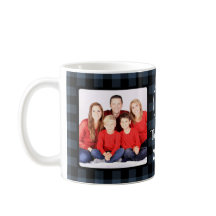 Blue Plaid Holiday Family Name 2 Photo Year