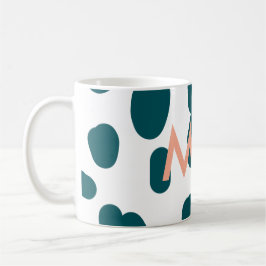 Taza De Café Blue polkadot orange pastel monogram man letter pa