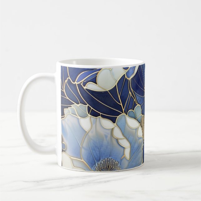 Taza De Café Blue Poppies Vintage Inspied (Izquierda)