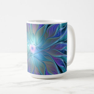 Taza De Café Blue Purple Flower Dream Resumen arte fractal