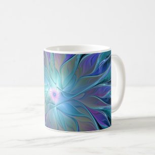 Taza De Café Blue Purple Flower Dream Resumen arte fractal