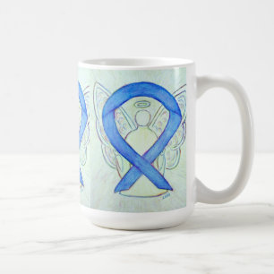 Taza De Café Blue River Awareness Ribbon Angel Art Mug