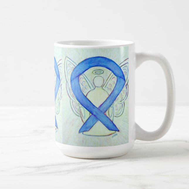 Taza De Café Blue River Awareness Ribbon Angel Art Mug (Derecha)