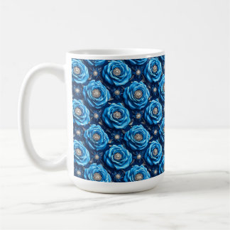 Taza De Café Blue roses Luxury Floral Night Design🌹