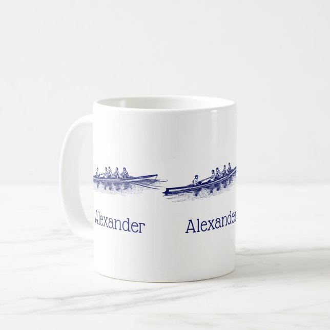 Taza De Café Blue Rowing Rowers Equipo Deportes Acuáticos (Anverso izquierdo)