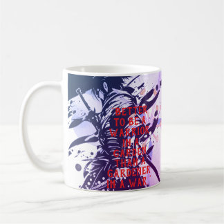 Taza De Café Blue Samurai & Cherry Blossom Ink Art Motivational