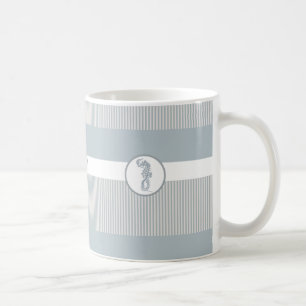 Taza De Café Blue Seahorse Blue Classic Nautical Elegant