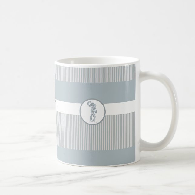 Taza De Café Blue Seahorse Blue Classic Nautical Elegant (Derecha)