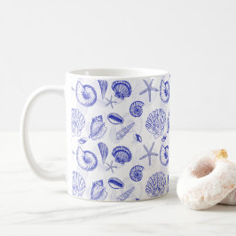 Taza De Café Blue Seashells Coffee Mug - Ideal para los amantes